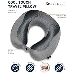 Brookstone Cool Touch Memory Foam Head and Neck Travel Pillow for Vacations, Airplanes, Trains, Buses, and Cars, Dark Grey - Image 2