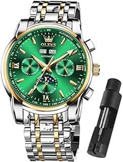 OLEVS Automatic Watches for Men, Big Face Stainless Steel Men Dress Watch, Self Winding Waterproof Men Tourbillon Skeleton Watch, Luminous Day and Date Men Analog Watch