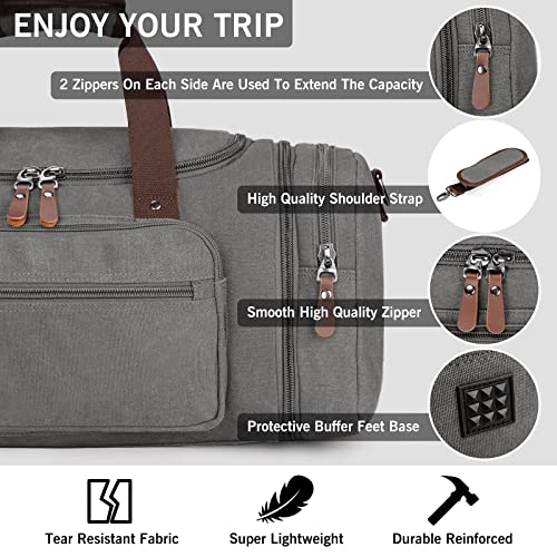 Image of Duffle Bag for Men 45L /55L Canvas Travel Bag with Shoe Compartment Waterproof Weekender Overnight Bag Duffel Bag, Grey, Duffle Bag for Travel With Shoe Compartment