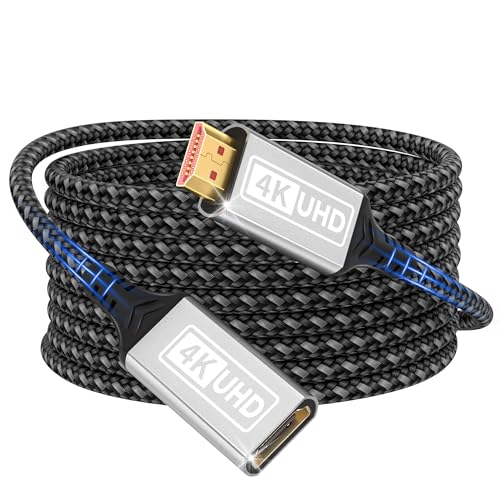 Lumivtx Câble d'extension HDMI 2.0,2m 4K@60Hz et 2K@144 Hz,câble en nylon tressé mâle vers femelle,haute vitesse 18 Gbit/s,UHD ARC HDR HDCP 2.2,compatible...