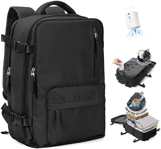 SZLX Vacuum Backpack Travel Bag with Pump, Ryanair Cabin Bags 40x30x20 Underseat Travel Backpack Cabin Size Wizz air, Ryanair Cabin Bags 40x20x25 Carry-ons Easyjet 45x36x20 Laptop Rucksack Women Mens - 1
