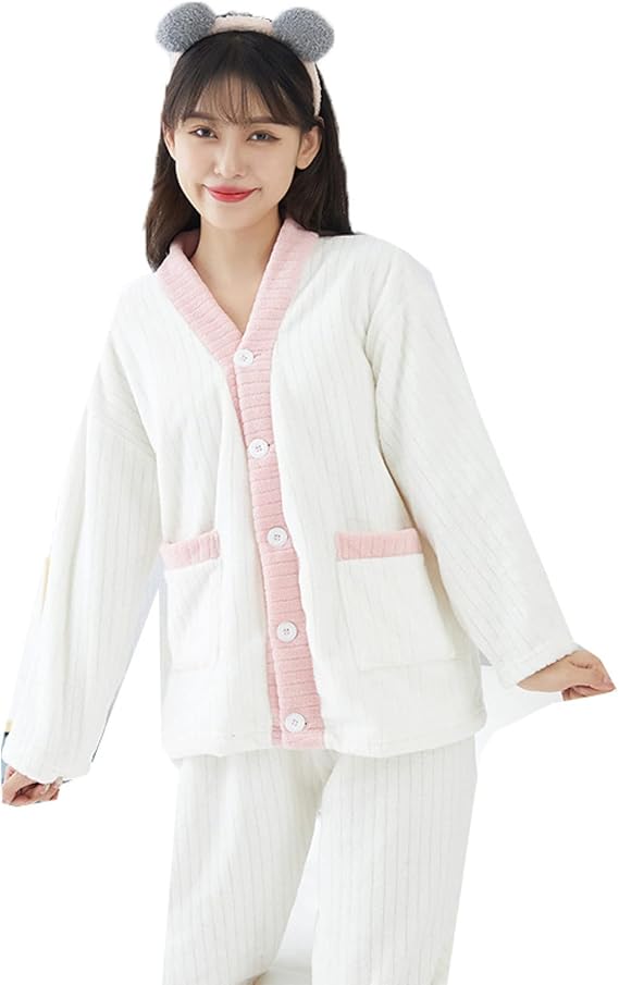 Amazon ルームウェア パジャマ 長袖 上下セット かわいい セットアップ ルームウェア お洒落 おしゃれ かわいい 無地 春冬 秋冬 肌に優しい ベルベット フランネル ルームウェア セクシー 長袖 可愛い 部屋着 レディース 快眠パジャマ パジャマ ルームウェアセット 通販