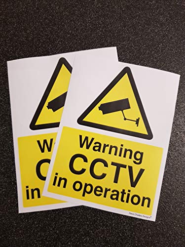 pack of 2 CCTV in operation stickers 150mm x 200mm A5 self adhesive vinyl