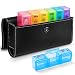Produktbild Tablettenbox 7 Tage 3 Fächer - BUG HULL Medikamentenbox 7 tage Pillendose mit Kunstledertasche Morgens Mittags Abends Reise mit PU Leder