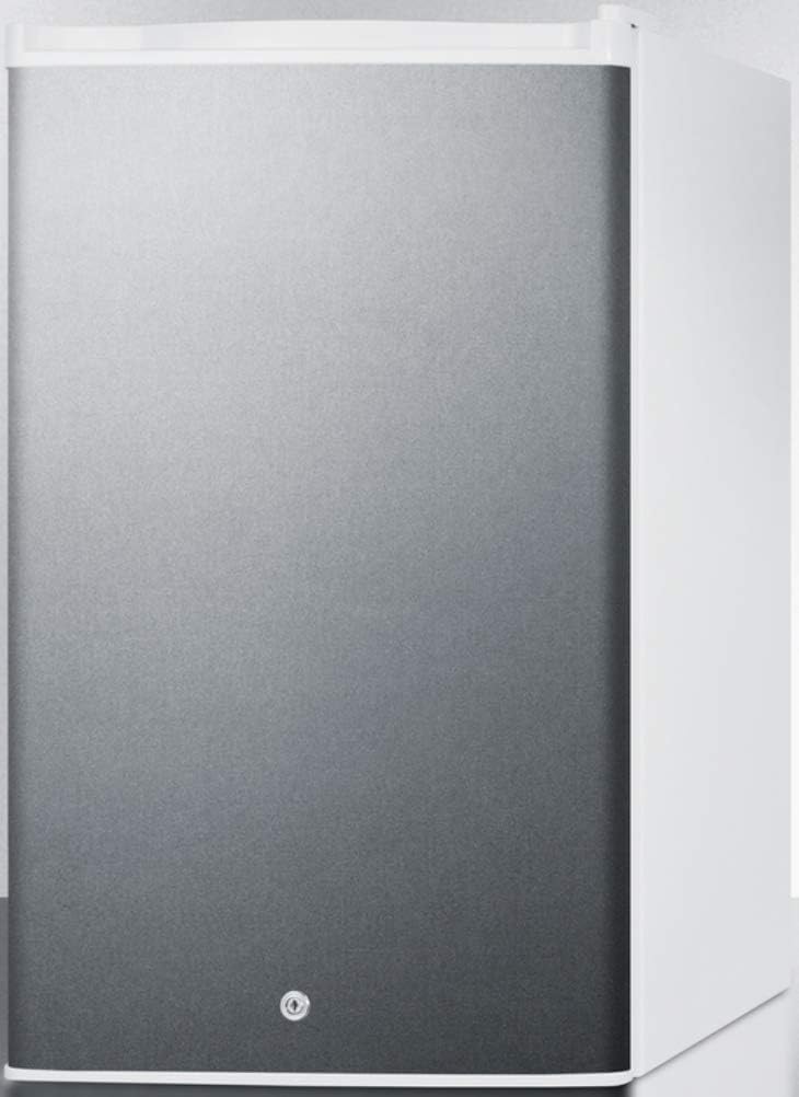 Summit Appliance FF31L7BISS Commercially Style Built-In Capable Compact All-Refrigerator with White Cabinet, Stainless Steel Door, Auto Defrost, Adjustable Chrome Shelves, Digital Thermostat and Lock
