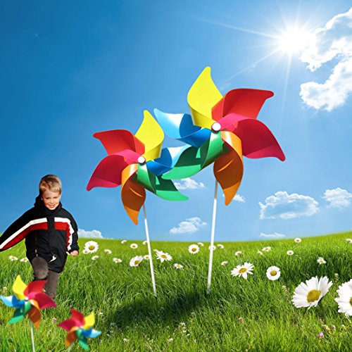 (4 Stück) bunte Windmühle Windmühlen Windspiel Windrade als Geschenk für Kinder zum Spielen oder als zarte Dekoration für Kindergärten, Gärten, Kinderzimmer, Partys oder Schaufenster