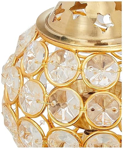 Image of Brass Diwali Diya Crystal Oil Lamp 6 and 5 Inch Pack of 2| Akhand Diya for Pooja, Mandir & Home Dcor | Borosilicate Glass Batti Lamp with Wick Holder & Golden Lid | Light for Festive & Gifting