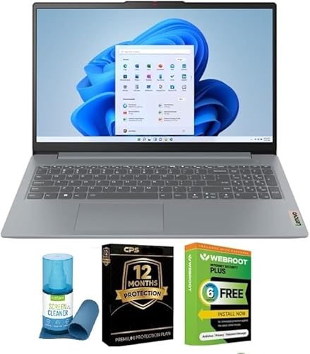 Lenovo IdeaPad Slim 3i Laptop, 15.6 inch FHD Screen, Intel Core 5 120U, 8GB RAM, 256GB SSD Bundle with 12 Month CPS Protection and 6 Month Webroot Antivirus