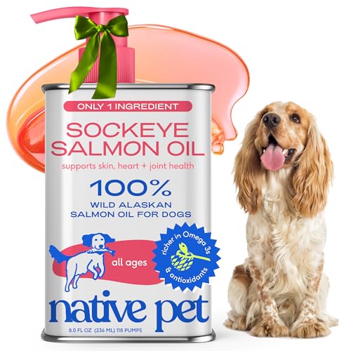 Native Pet Salmon Oil for Dogs & Cats – Pure Omega-3 Fish Oil for Dogs Supplement for Skin & Coat, Joint & Heart Health - Dog Anti-Inflammatory – 100% Wild-Caught Alaskan Sockeye Salmon – 8 oz