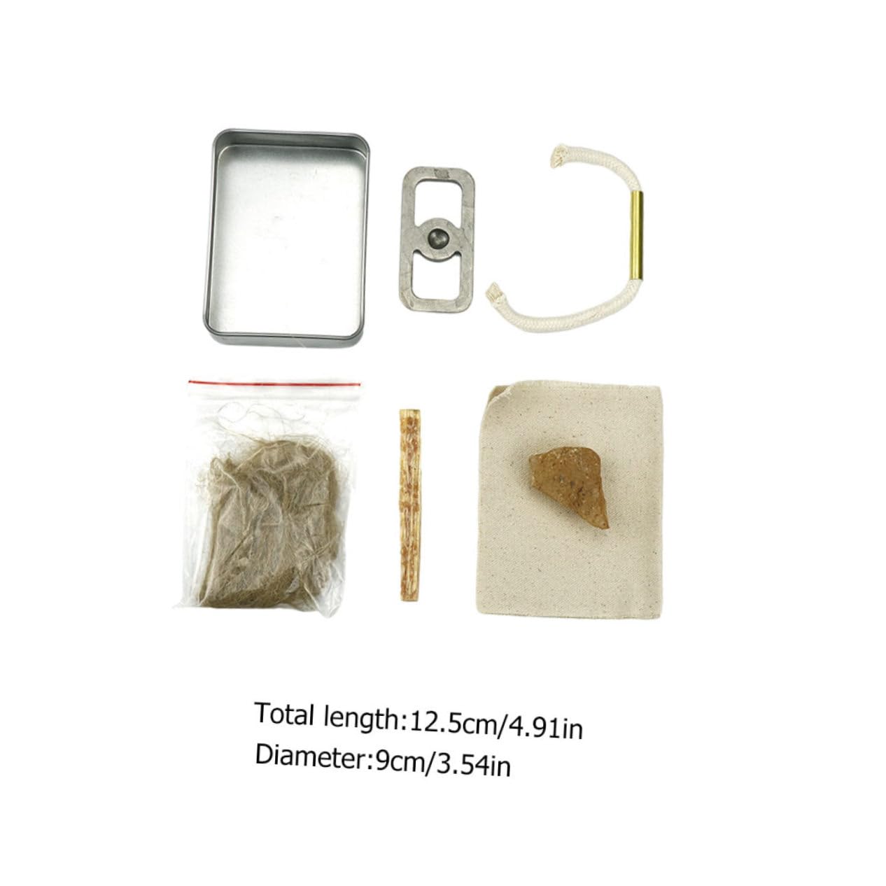 VANZACK Juego de Cuerda de Algodón y Fuego Encendedor Metálico para Camping y Barbacoa, Herramienta para Iniciar Fuego Combustión Instantánea, Adecuado para Principiantes y Profesionales