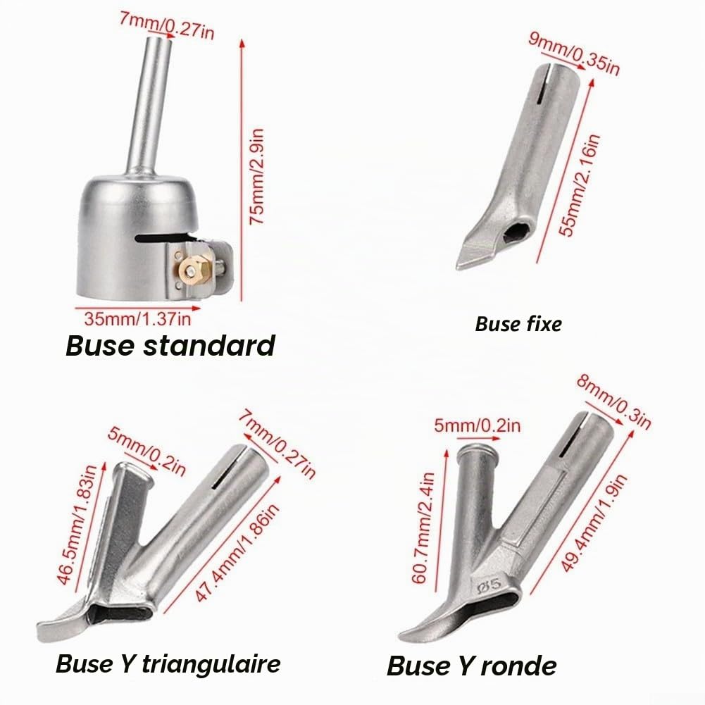 Lot de 4 embouts de buse en forme de Y pour soudage en plastique à air chaud pour soudage rapide, buse de soudage, soudage en vinyle