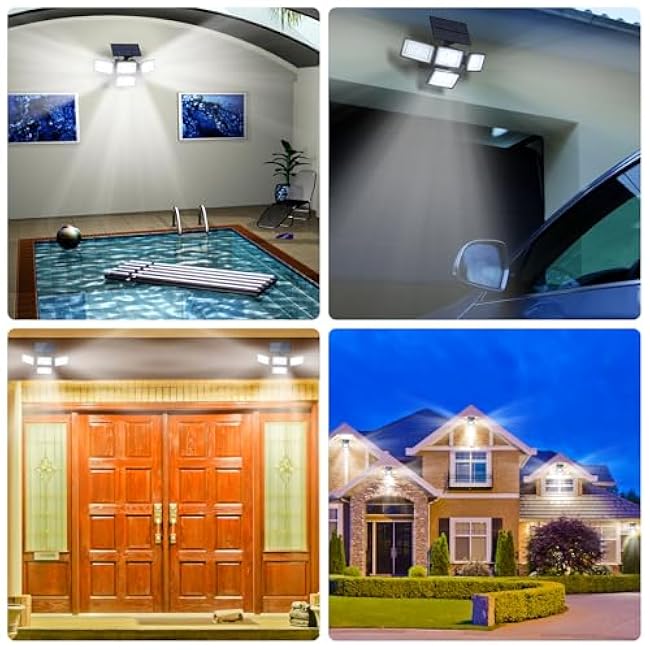 Solar Outdoor Lights 288 LED 2500LM,Motion Sensor Outdoor Light with Remote Control,4 Heads IP65 Waterproof Outdoor Solar Security Lights for Patio Garden Backyard Yard (4 Pack)