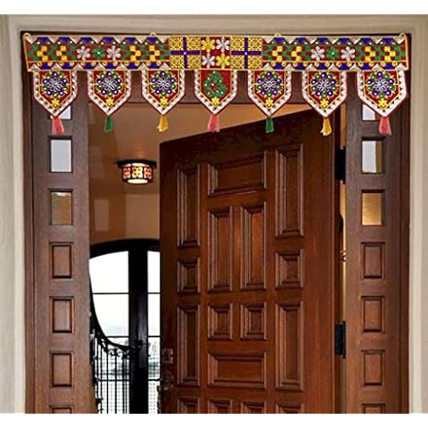 SATVIK Embroidered Toran/Door Valance - Diwali Decorations Hanging Door Valance Shubh Deepawali Puja Bandhanwar Indian Hindu Festival Decoration Cover