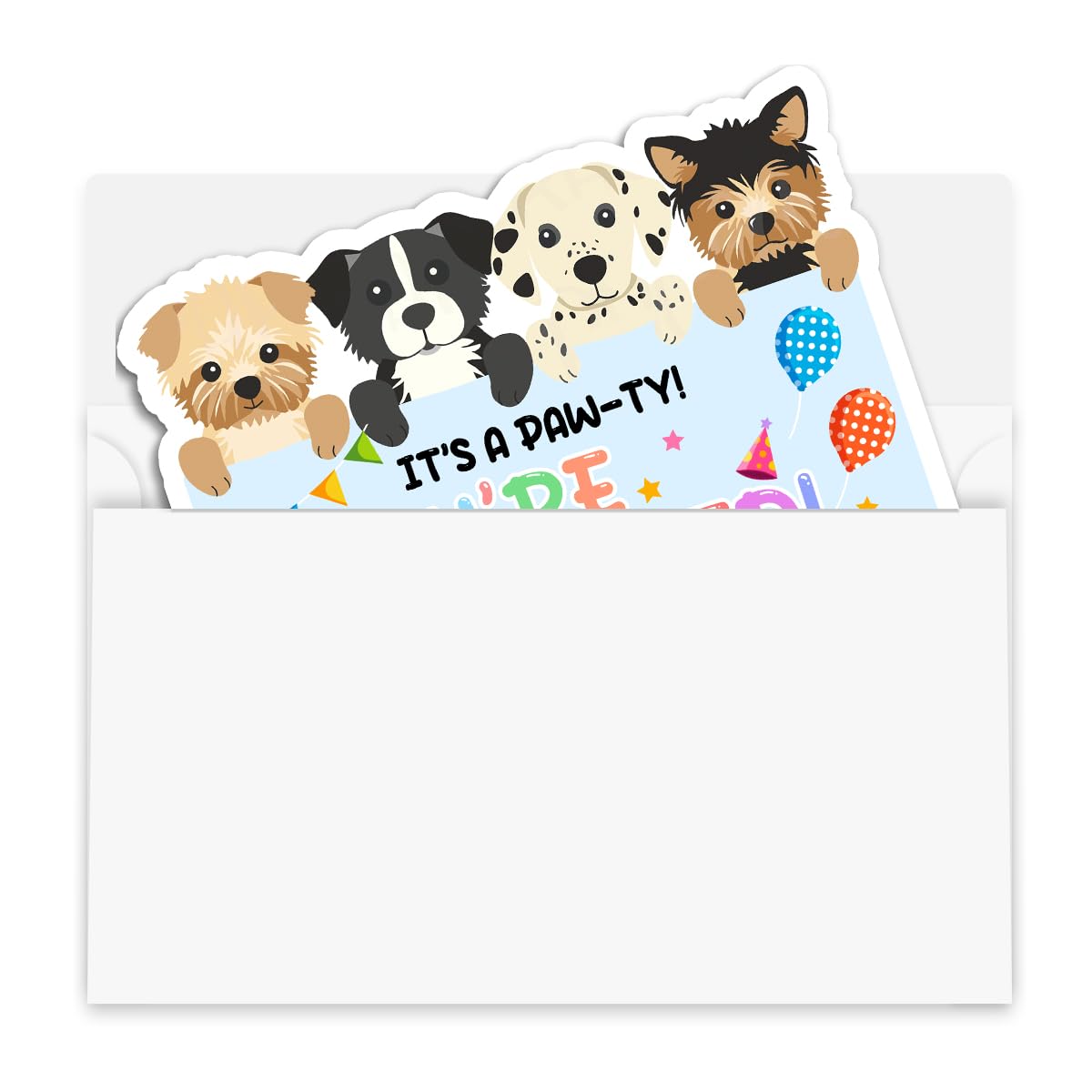 30 Hundebaby-Party Einladungskarten Mit Umschlägen - Süßes Design Für Kindergeburtstag (10,2x15,2 Cm)