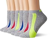 Puma Women's Athletic Low Cut No Show Socks, Grey/Pink, 9-11 (Pack of 6)