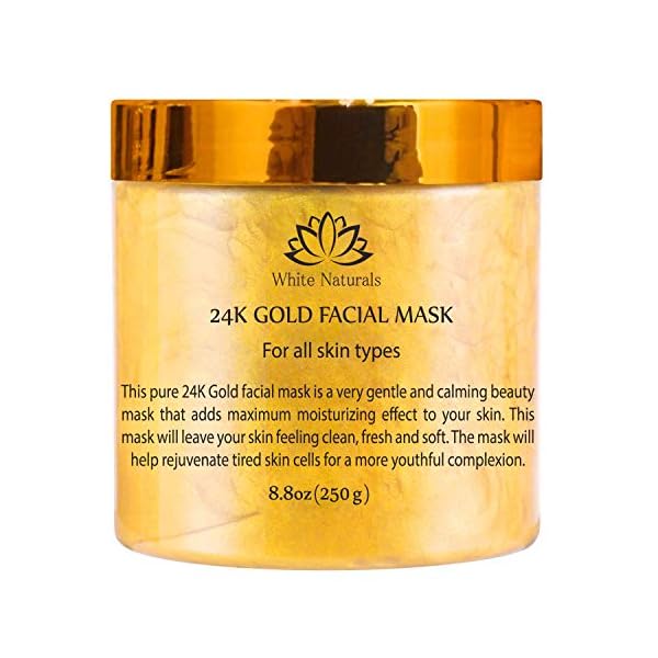 White Naturals One Day Sale 24K Gold Facial Mask, Anti-Aging Gold Face Mask For Flawless & Moisturizes Skin, Helps Reduces Wrinkles, Fine Lines & Acne Scars, Removes Blackheads, Dirt & Oils