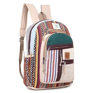 Natural Handmade Large Multi Pocket Hemp Nepal Backpack (BKPK-7)