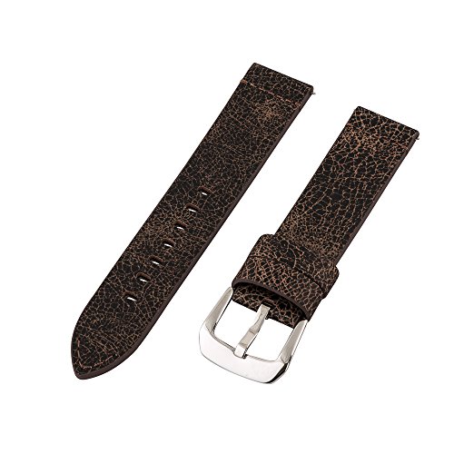 Clockwork Synergy® - 2- Piece Ss Premium Bomber Leather Watch Band 24mm - Auburn - Interchangeable Replacement Watch Straps