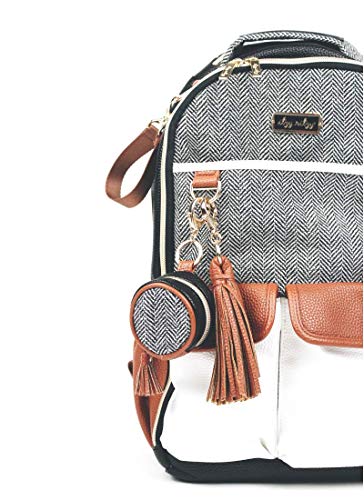 Image of Itzy Ritzy Pacifier Holder Case with Clip - Pacifier Case Includes Clasp to Easily Attach to a Diaper Bag or Purse, Measures 2.5 inch in Diameter and Holds 2 Pacifiers (Coffee & Cream)