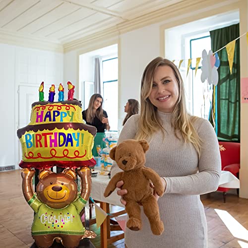 Bear Balloon Happy Birthday Bear Balloons 49" Foil Inflated Mylar Bday Balloons Brown Bears Party Favors Decorations Party Supplies Helium Large Animals Big Ballon #TOP5