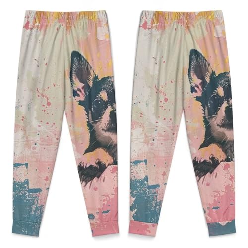 Chihuahua Dog And Paw PrintChildren's Pajama Set Round Neck Long Sleeve Top + Pants Two-piece Set120CM4