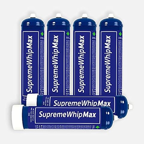 SupremeWhipMax Whipped Cream Chargers Cylinder - Pure Culinary Gas Cream Chargers .95L (580 gram) Compatible with Standard Cream Whippers- 1 Carton (6 Cylinders) Cover