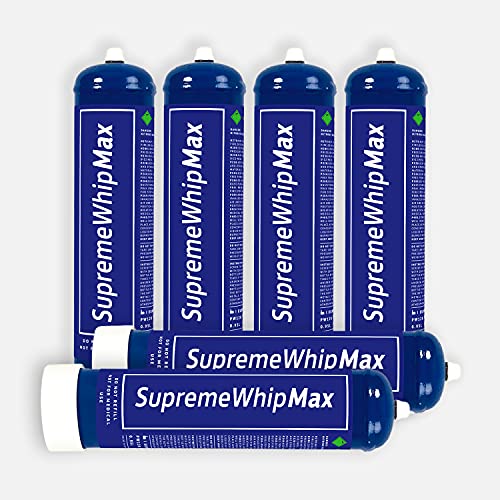 SupremeWhipMax Whipped Cream Chargers Cylinder - Pure N2O Whipped Cream Cylinder - 0.95L Nitrous Oxide Chargers (580 gram) - Damaged Packaging - 1 Carton (6 units)