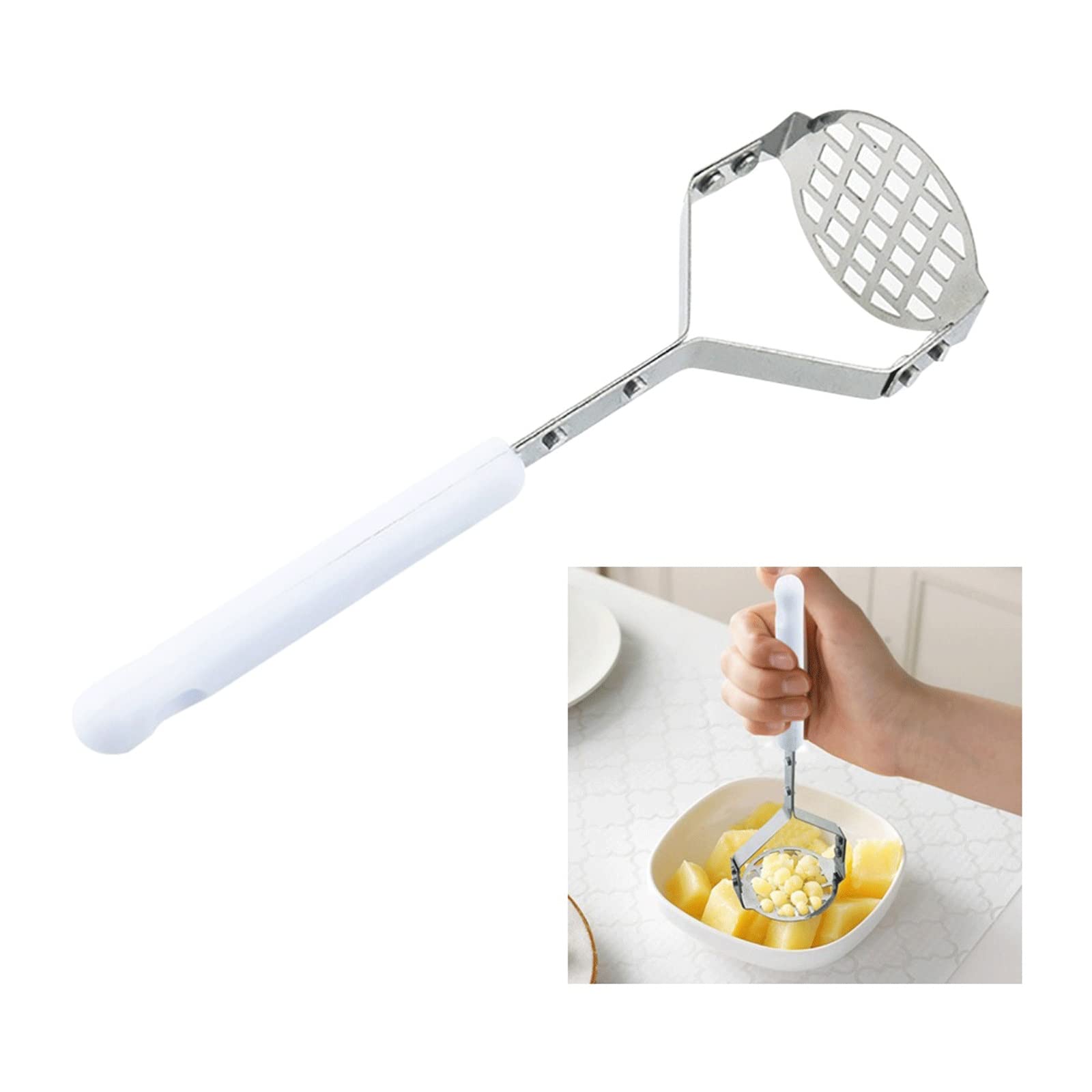 Stampfer, gepresster Kartoffelstampfer, Püree-Saft-Hersteller, Kartoffelschieber, glatter Kartoffelpüree, Zerkleinerer, Obst, Edelstahl, Küchengeräte, Stampfer (Color : Red)