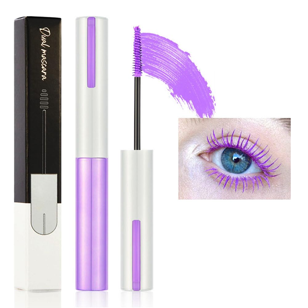 Colored Mascara for Eyelashes with Comb Set, Colorful Waterproof Plum Mascara Long lasting Charming Voluminous for Women Cruelty Free Vegan Eye Makeup (C-1Pc 08#grape purple, C) 1 Ounce (Pack of 1) 08#Grape Purple