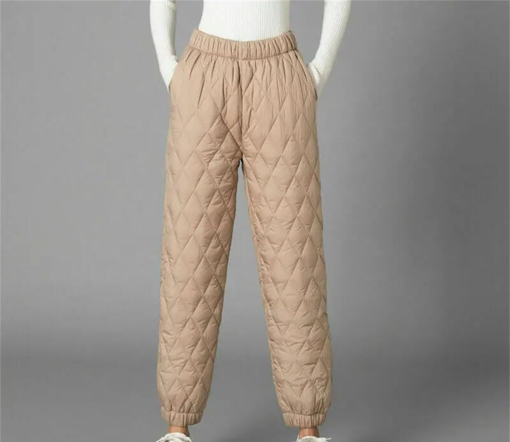 Women Thermal Cotton Pants Quilted Down Trousers Thick Warm Loose Fit Winter Casual Wear