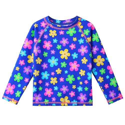 Image of XFGIRLS Girls 2-Piece Swimsuit Long Sleeve Rash Guard Set Toddler 6M-8Y | UPF 50+ blocks 98% UV, Quick-dry, Easy on /off, Bright colors stand out, Machine wash, Breathable, Beach, swim, water park