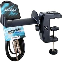 K&M 16085 headphone holder + Keepdrum headphone extension cable 3 m Rubber-coated steel core For up to 2 standard headphones plus 2 in-ear headphones The bracket can be rotated 90° at a time + Keepdrum headphone extension 3 m