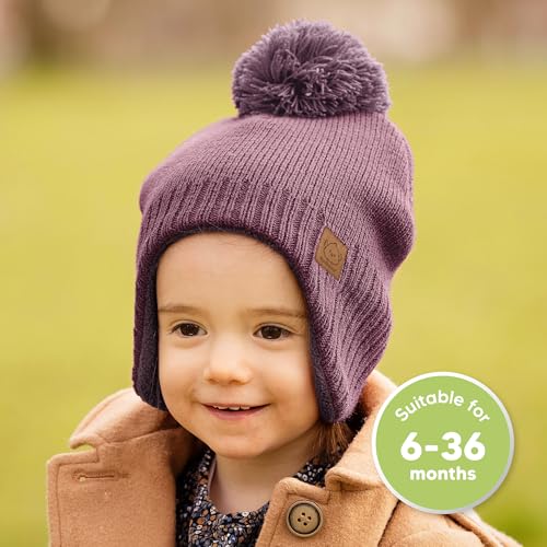 Image of KeaBabies Baby Beanies, Baby Hats for Boys, Girls - Cute Toddler Winter Hat, Soft & Stretchy Beanies for Infant, Newborn 6-36 Months, Cozy & Warm with Earflap Muff & Pom (Regalia)