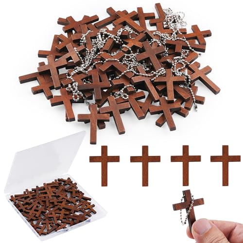 70/140/210 Pack Wooden Pocket Crosses Small Wooden Cross Bulk Religious Easter Gifts DIY Handmade Decorative Crafts Gifts for Christian Church Prayer Party Favors Easter Decor Eggs Fillers