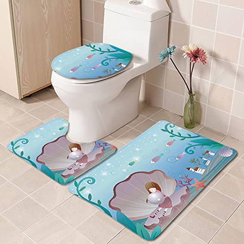 Badematten Set 3 teilig,Toilettenmatte Set,3er Badgarnitur Badezimmer Matte Set Dusch Bade Matte Vorleger Teppich 3D…