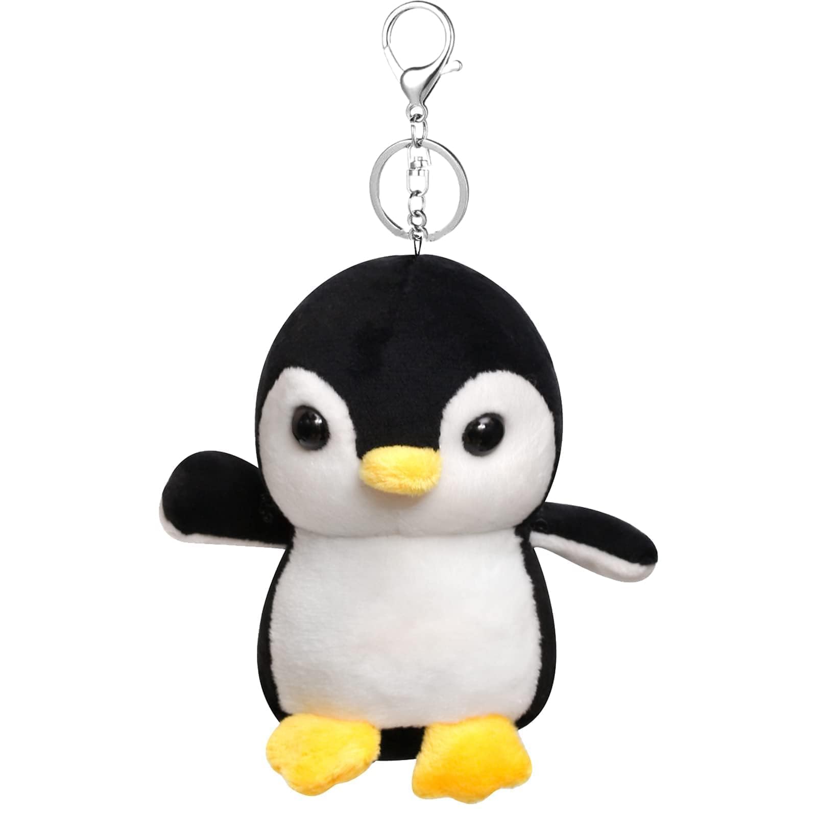 Small Stuffed Animals 4.3 Inch Penguin Plush Animal Toy with Keychain Award Goodie Bag Fillers Backpacks Animal Themed Party Favors (Black)