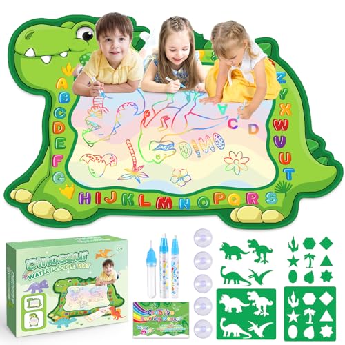 Dinosaure Tapis d'eau, Jouet Enfant 1 2 3 Ans Dinosauro Tapis Dessin Eau Jouet Bebe 1 an Dinosaure Cadeau Garcon 1-5 Ans Dessin Enfant Garcon Jeux Educatif Enfant 1-5 Ans Garcon 39.37x 55.11 Pouce