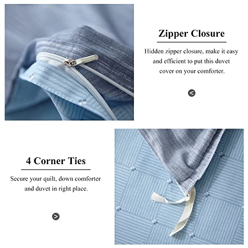 Vclife Blue Mint Green Duvet Cover Sets Cotton Twin Boys Girls Geometric Patchwork Pattern 3 Pieces -1 Duvet Cover 2 Pillow Cases, Modern Soft Stripes Checkered Comforter Cover Sets, Zipper Closure #TOP2