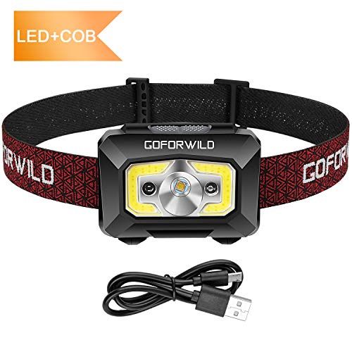 GOFORWILD Rechargeable Headlamp, COB Enhanced Headlamp, 500 Lumens Ultra Bright Cree LED Rechargeable