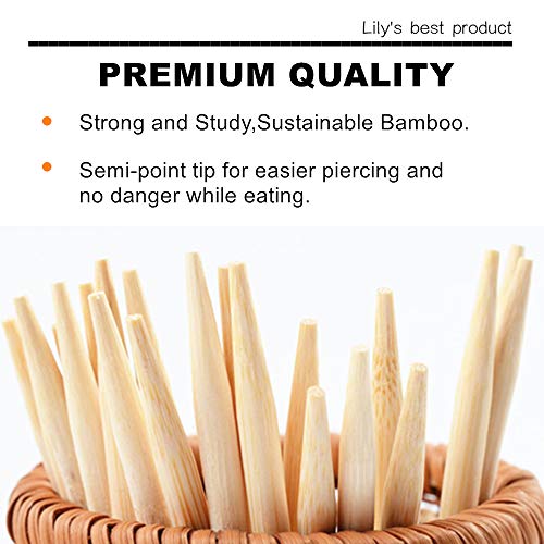 Image of 7 inch Natural Bamboo Skewers For BBQ,Caramel and Candy Apple Sticks, Corn Dog,Corn Cob,Cookie,Lollipop,Kabob,Gril. 5mm Thick by Semi Point Styel (100 pcs) (Pack of 3)