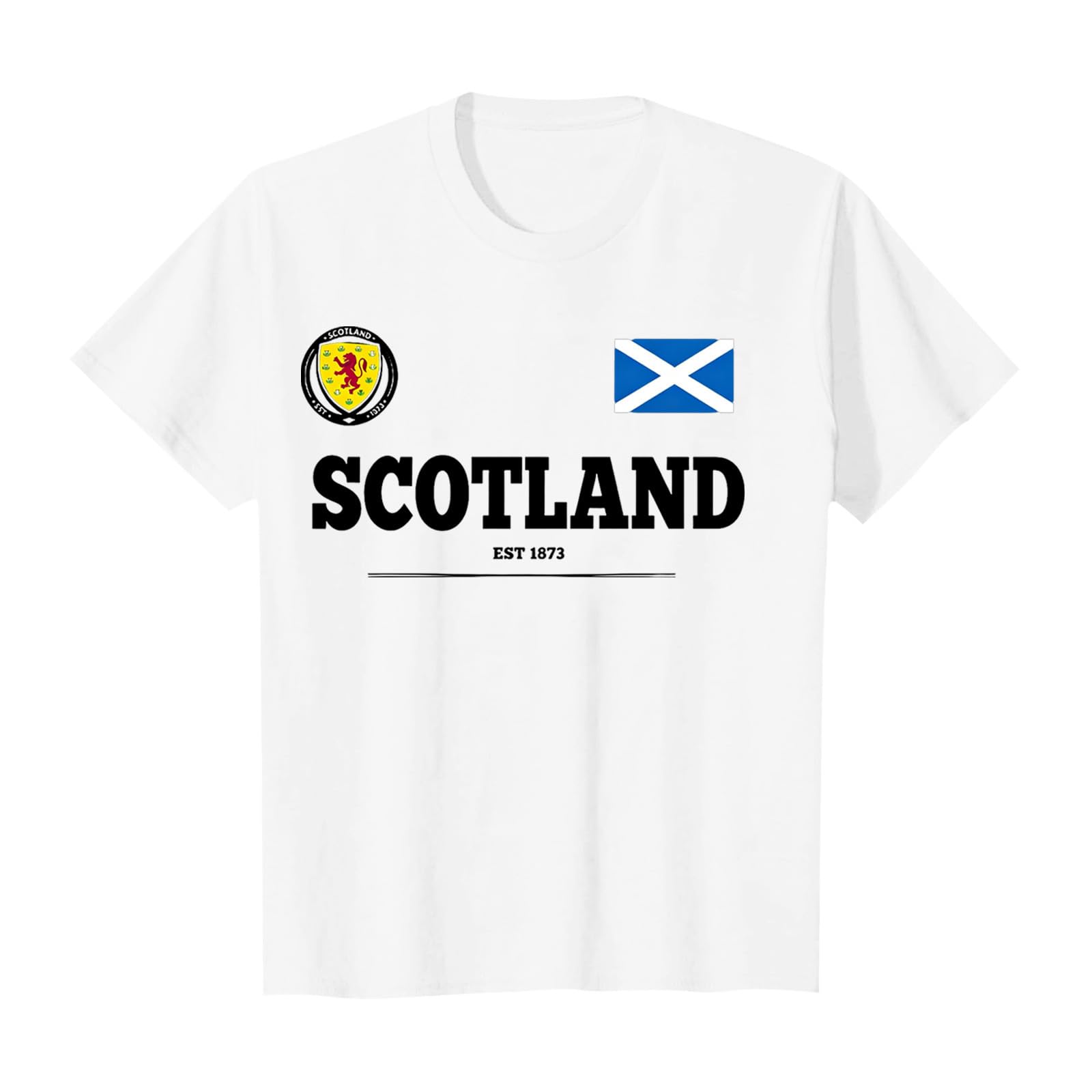 Scotland Football T Shirt Unisex Scottish Flag Short Sleeve Crew Neck Funny – Men Women Football Fans (A-White, L) — image 1