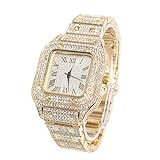 relojes cartier de oro para hombre √ MANO INCRUSTADO DIAMANTES DE LABORATORIO - Halukakah lujosa mirar,con claridad VVS diamantes simulados austriacos.El cálculo preciso del ángulo de los diamantes multicapa hace que la joyería brille más y te hace destacar entre la multitud dondequiera que vayas.