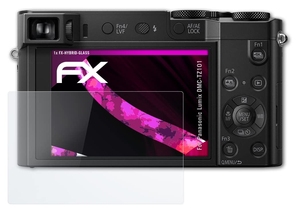 atFoliX Plastic Glass Protective Film compatible with Panasonic Lumix DMC-TZ101 Glass Protector, 9H Hybrid-Glass FX Glass Screen Protector of plastic