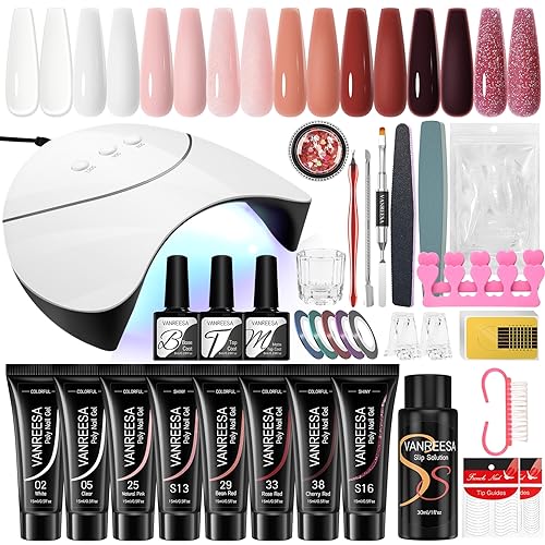 COSA RICEVERETE - 8*15ml di ricostruzione unghie gel colorato, 30ml di soluzione di slittamento, 8ml di top e matte top coat e primer, lampada per unghie U V da 36W, strumenti di base necessari e decorazione. Potete divertirvi con la nail art fai da te con le vostre amiche o con la vostra famiglia.