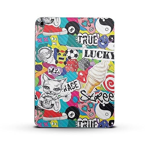 Image of MightySkins Carbon Fiber Skin Compatible with Apple iPad 10.9 inch 10th Gen (2022) Full Wrap Kit - Sticker Bomb | Protective, Durable Textured Carbon Fiber Finish | Easy to Apply | Made in The USA