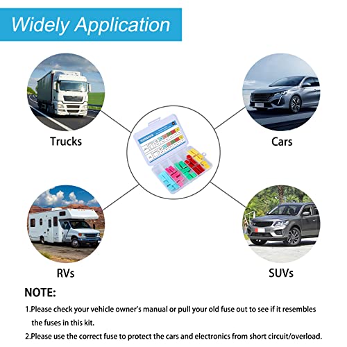 30Pcs Jcase Car Fuse Assortment Kit, Tall/Std And Low Profile Jcase Box Shaped Fuses Assortment Kit For Ford, Chevy/Gm, Nissan, And Toyota Pickup Trucks, Cars And Suvs （20A, 30A, 40A, 50A, 60Amp） #TOP6
