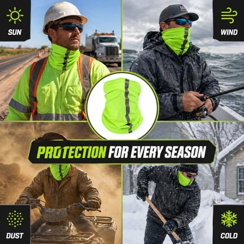 Image of SATINIOR 4 Pcs Neck Gaiter Face Mask for Men Reflective Face Cover Scarf Summer UV Sun Protection Balaclava Bandana for Work