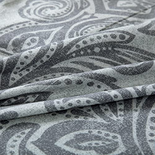 Best Linen 4 Piece Duvet Cover Set Microfiber Quilt Cover Pillow Case & Fitted Sheet Complete Bedding Set Easy Care Machine Wash Anti Allergic (Grey - Image 4