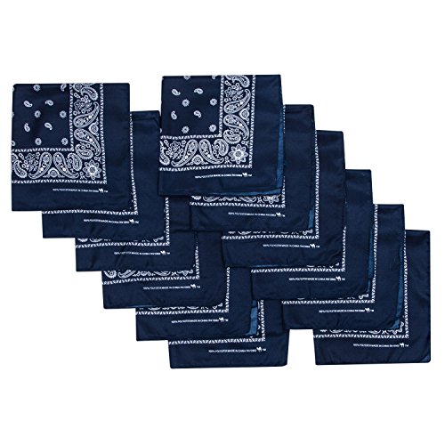 Camel Brand Bandana 12 Pack 21x21 100% Polyester (Navy)