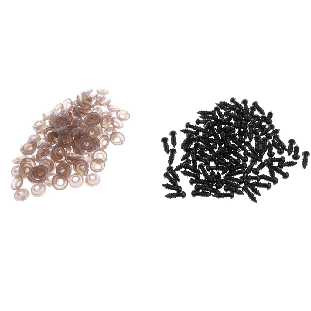 Enakshi (Label) 100 Pieces Black PVC Safety Eyes with Backs for Dolls DIY Making 5Mm 4